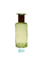 گلدان شیشه ای جار ۱۹*۱۲ چرمی استوانه رنگ سبز مدل پرسام-کد ۰۳۵